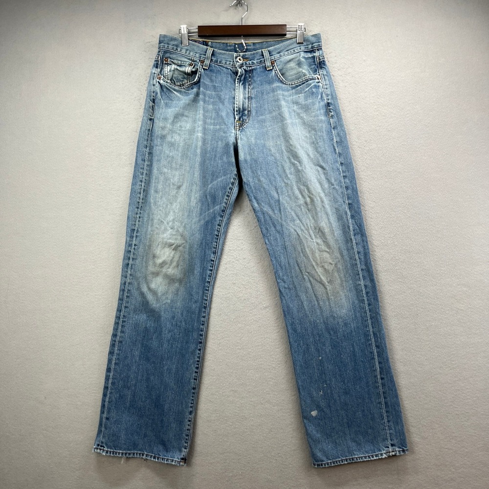 Lucky Brand 181 Jeans Men 33 Blue Denim Faded Distressed Straight Vintage Y2K‎